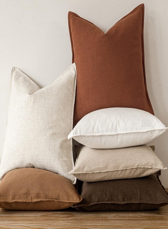 Foindtower Pack of 2, Decorative Linen Soild Throw Pillow Covers Soft Accent Cushion Case Farmhouse Neutral Pillowcase for Chair Couch Sofa Bedroom Living Room Home Decor 26 x 26 Inch Fall Rust Orange - Image 5